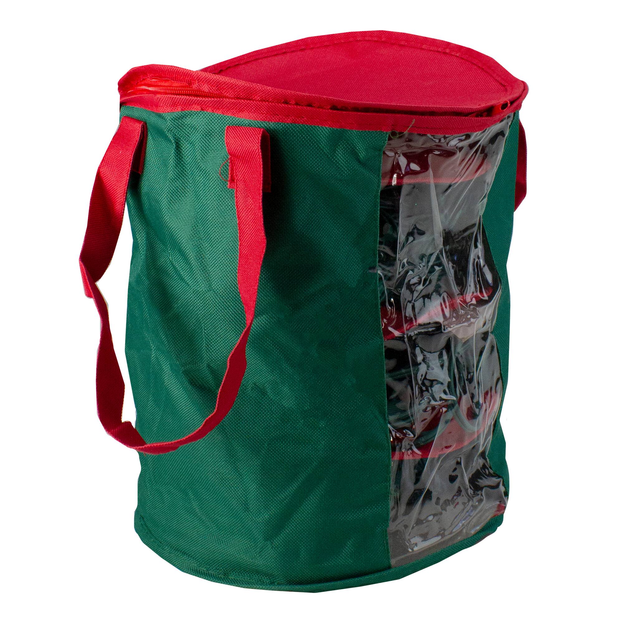 12" Red and Green Christmas Light Storage Organizer with Clear Window